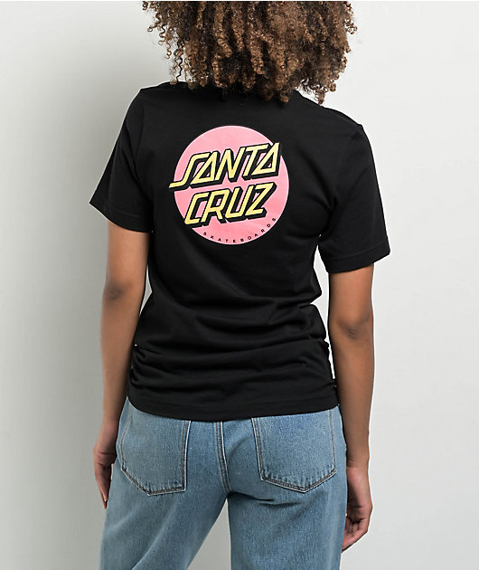 Santa Cruz Pink Dot Black T-Shirt | Zumiez
