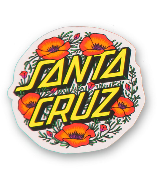 santa cruz poppy dot sticker zumiez