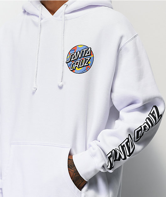 santa cruz banner dot white hoodie