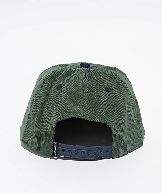 Santa Cruz Scratched Corduroy Green & Navy Snapback Hat