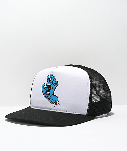 Santa Cruz Screaming Hand Black White Trucker Hat Zumiez