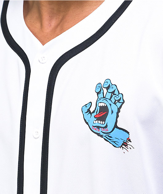 Santa Cruz Screaming Hand camiseta blanca de béisbol