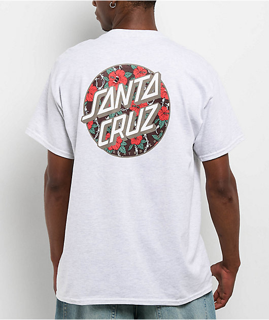 Santa Cruz Screaming Hibiscus Dot Heather Grey T-Shirt | Zumiez