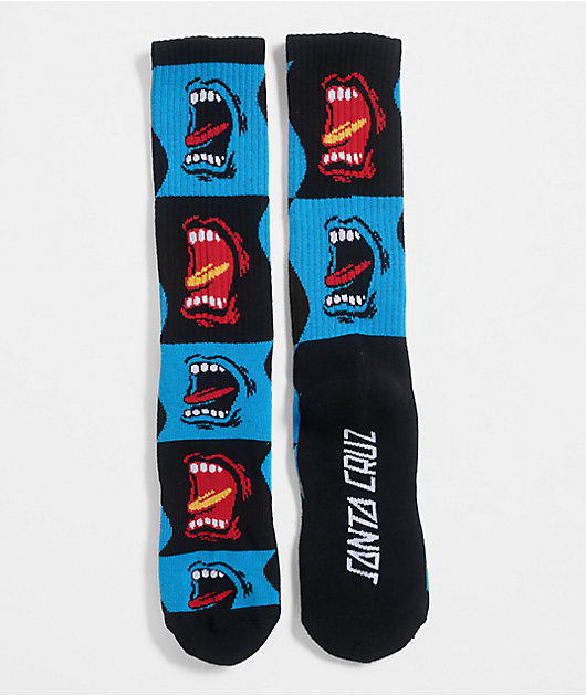 Santa Cruz Screaming Strip Black Crew Socks