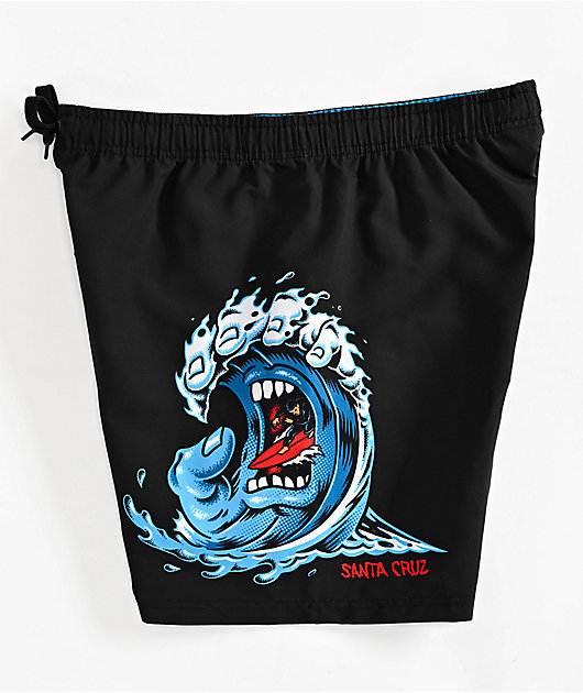Santa Cruz Screaming Wave Black Board shorts | Zumiez