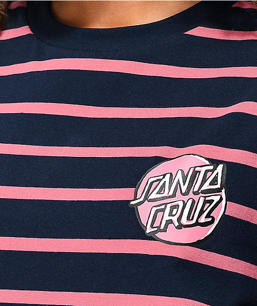 Santa Cruz Scribble Dot Navy & Pink Stripe T-Shirt