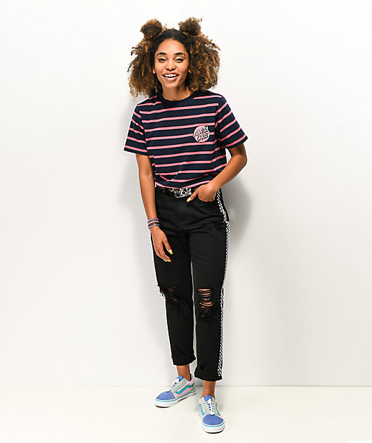 Santa Cruz Scribble Dot Navy & Pink Stripe T-Shirt