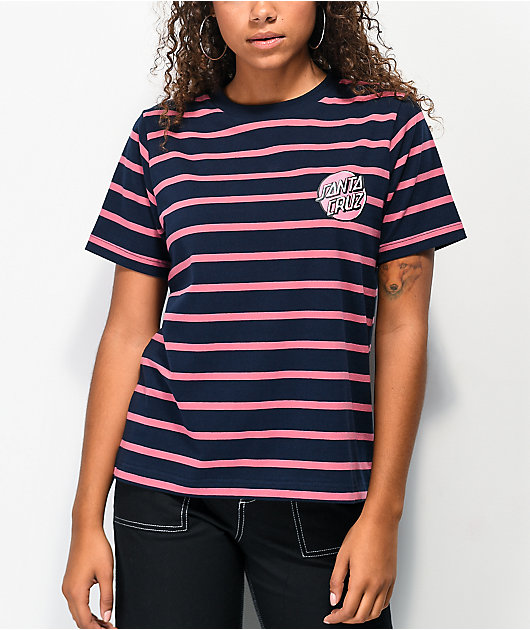 Santa Cruz Scribble Dot Navy & Pink Stripe T-Shirt