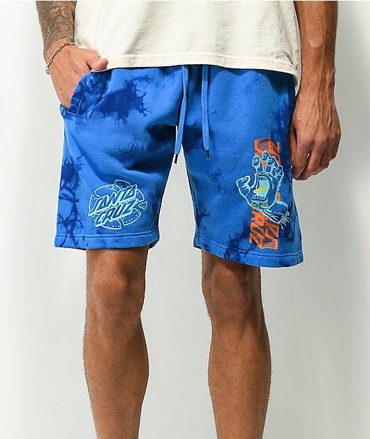 Santa Cruz Split Hand Broken Dot pantalones cortos de chándal tie dye azul