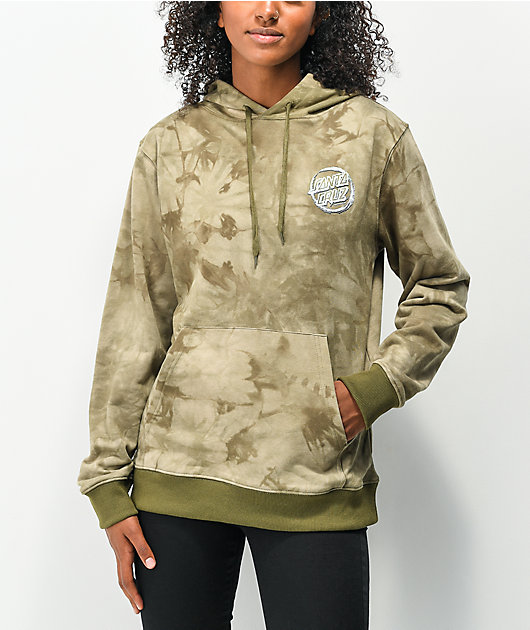 Santa Cruz Throwdown Dot Olive Tie Dye Hoodie