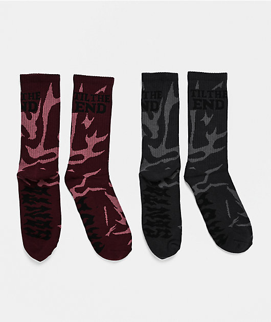Santa Cruz Til The End Messenger Grey & Brown 2 Pack Crew Socks