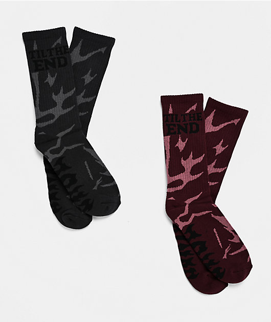 Santa Cruz Til The End Messenger Grey & Brown 2 Pack Crew Socks