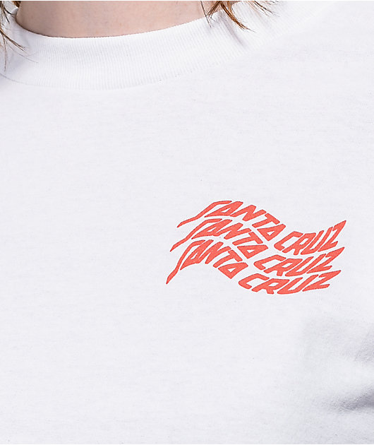 Santa Cruz Vortex Hand White Long Sleeve Crop T-Shirt