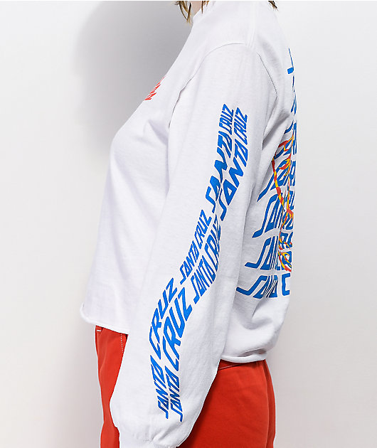 Santa Cruz Vortex Hand White Long Sleeve Crop T-Shirt