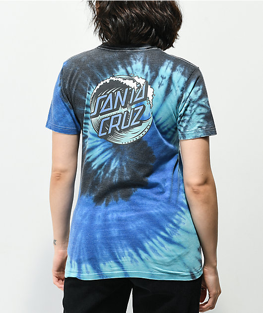 Santa Cruz Wave Dot Blue Tie Dye T-Shirt | Zumiez