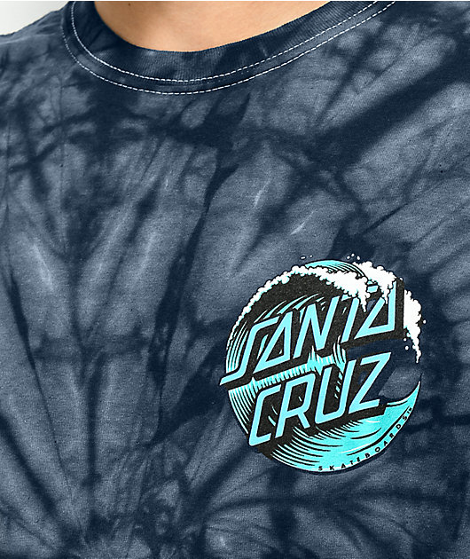 Santa Cruz Wave Dot Navy Tie Dye T-Shirt