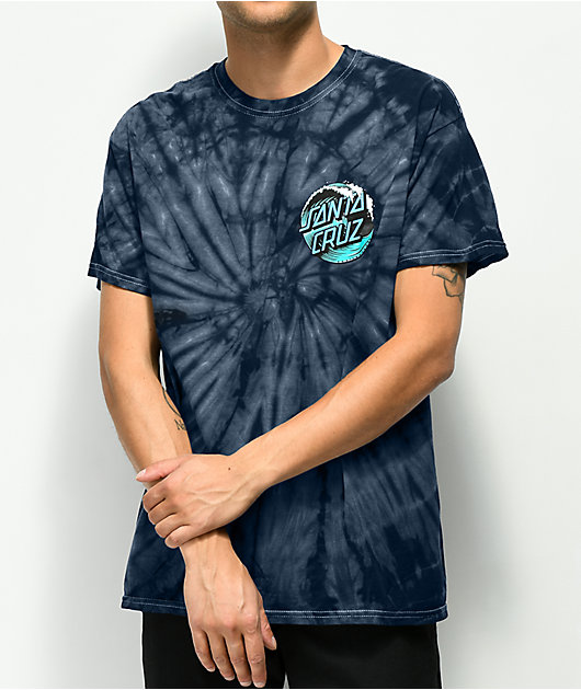 Santa Cruz Wave Dot Navy Tie Dye T-Shirt