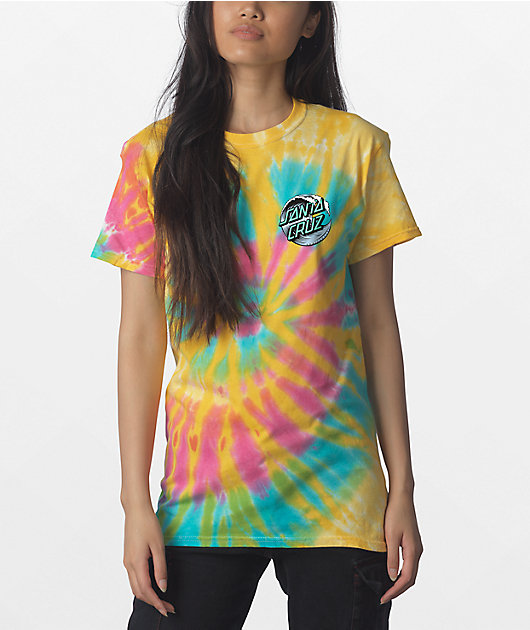 Santa Cruz Wave Dot Rainbow Tie Dye T-Shirt