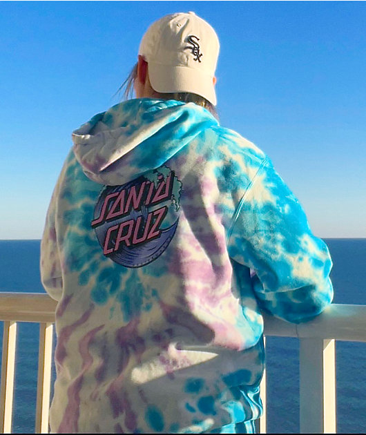 Santa Cruz Wave Dot Spiral Lavender Blue Tie Dye Hoodie