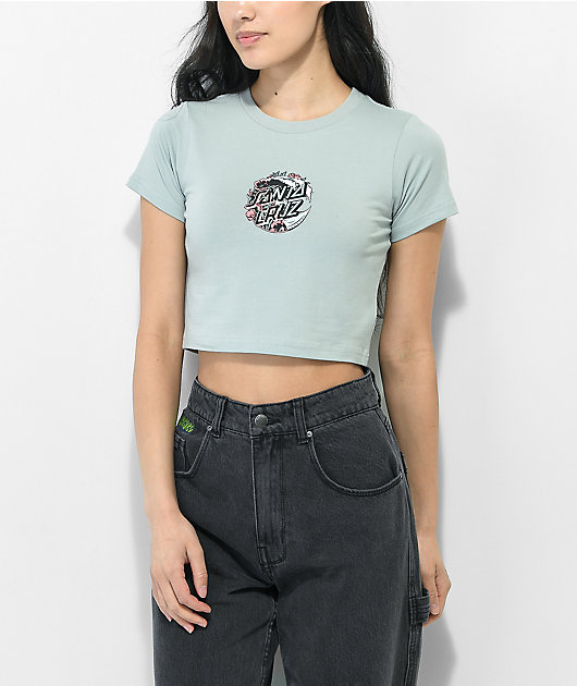 Santa Cruz Wave Poppy Slice Light Blue Crop T-Shirt | Zumiez