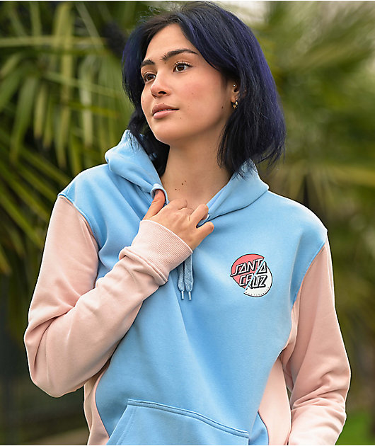 Santa Cruz Wave Poppy Splice Light Blue Blush Hoodie Zumiez