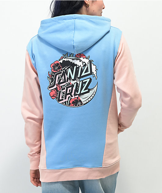 Santa Cruz Wave Poppy Splice Light Blue & Blush Hoodie | Zumiez Santa Cruz Wave Poppy Splice Light Blue & Blush Hoodie | Zumiez