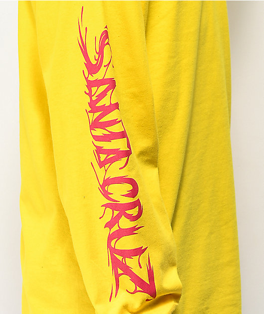 Santa Cruz Wave Slasher Yellow T-Shirt Small SM with CCS Skate Tool Yellow and Wax Bearings