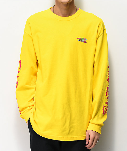 Santa Cruz Wave Slasher Yellow T-Shirt Small SM with CCS Skate Tool Yellow and Wax Bearings