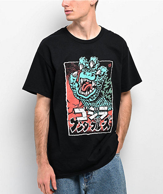 Santa Cruz x Godzilla Hand Black T-Shirt | Zumiez