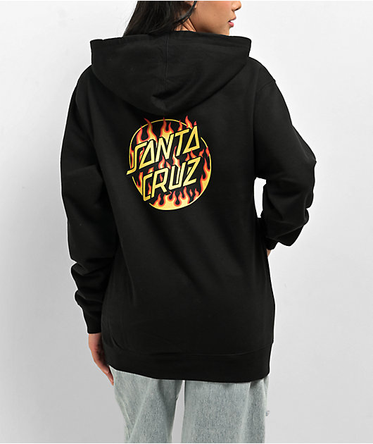 Santa Cruz x Thrasher Flame Dot Black Hoodie Zumiez