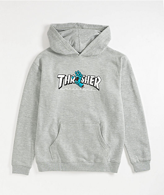 Santa Cruz x Thrasher Kids Screaming Heather Grey Hoodie Zumiez