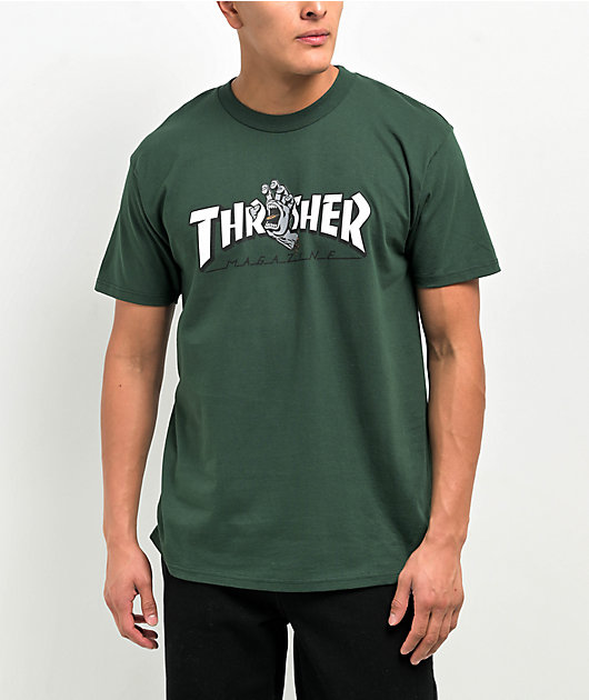 Santa Cruz x Thrasher Screaming Logo Green T-Shirt | Zumiez