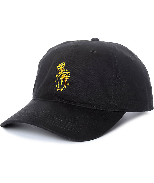 Sausage Rose Hand Black Strapback Hat