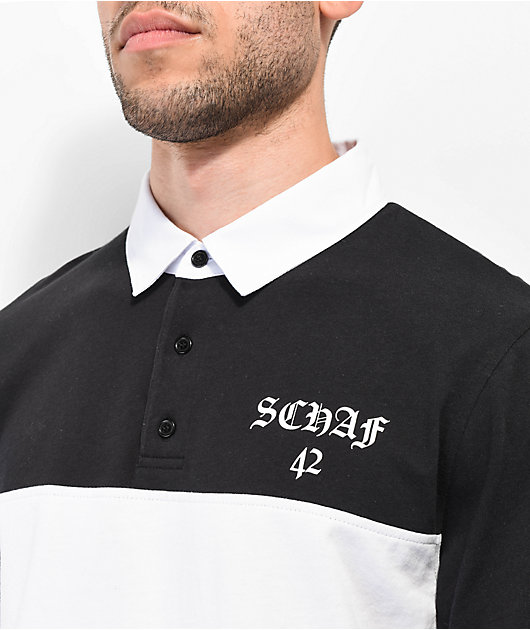 Schaf Black White Long Sleeve Rugby Shirt