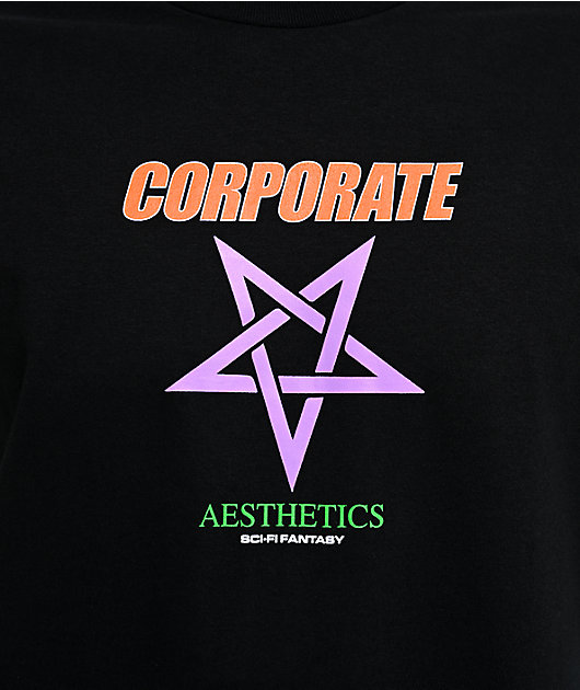 Sci-Fi Fantasy Corporate Aesthetics Black T-Shirt
