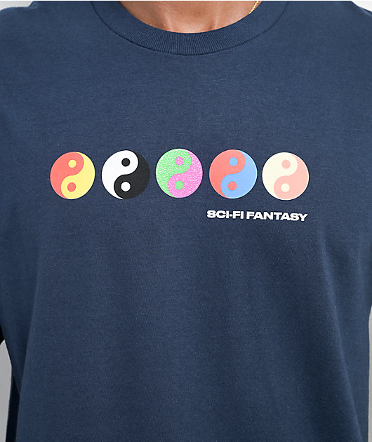 Sci-Fi Fantasy Yin Yang Navy T-Shirt