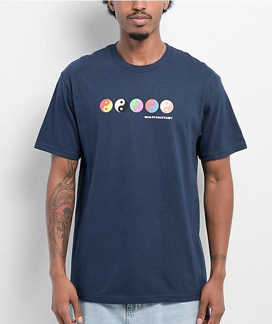 Sci-Fi Fantasy Yin Yang Navy T-Shirt