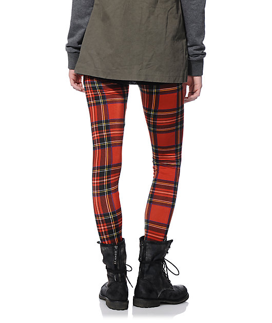 See You Monday Red Plaid Leggings