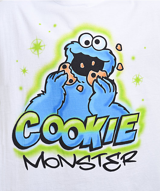 Sesame Street Cookie Monster Airbrush White T-Shirt