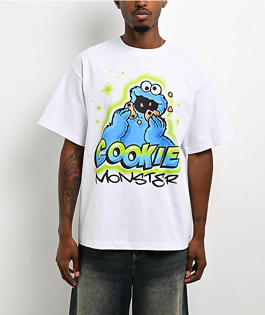 Sesame Street Cookie Monster Airbrush White T-Shirt