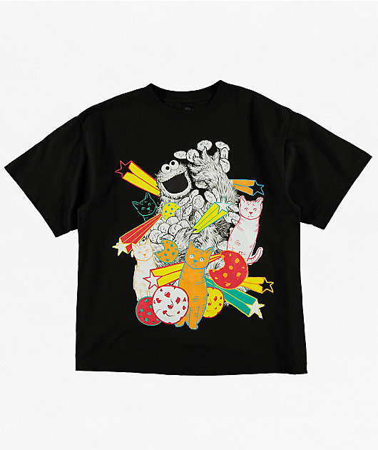 Sesame Street Cookie Monster Hyper Real Black T-Shirt