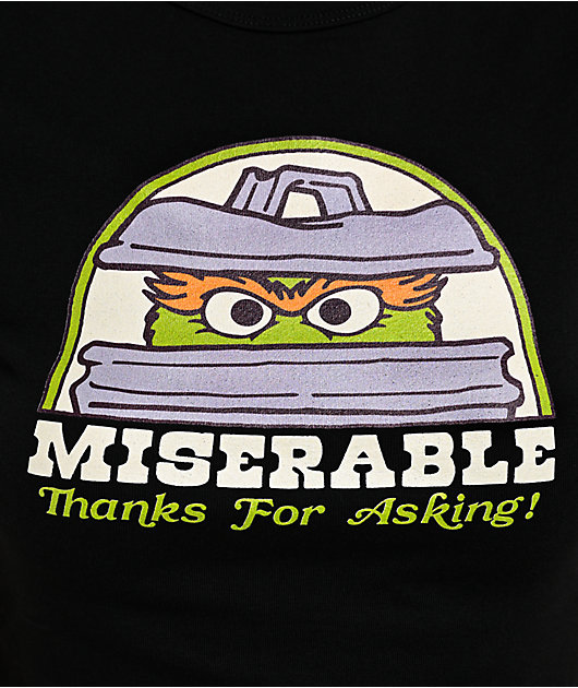 Sesame Street Miserable Black Crop T-Shirt