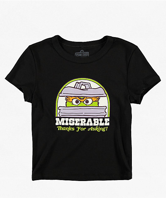 Sesame Street Miserable Black Crop T-Shirt