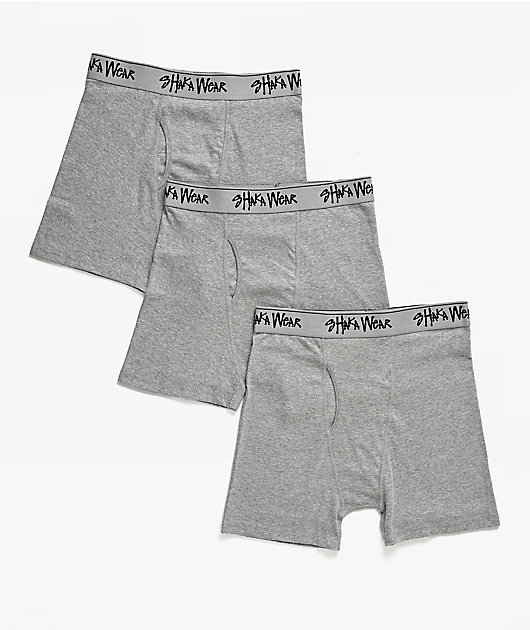 Shaka Wear 3 Pack Grey Boxer Briefs