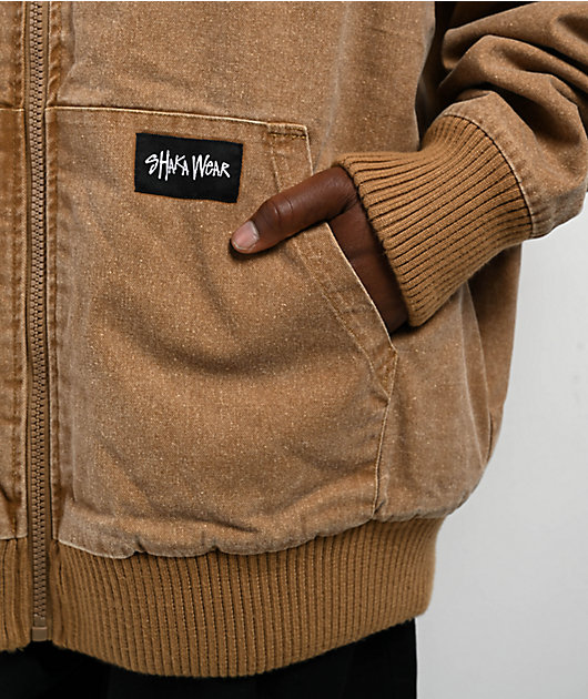 Shaka Wear Aged Canvas Fur Brown Wash Work Jacket | Zumiez