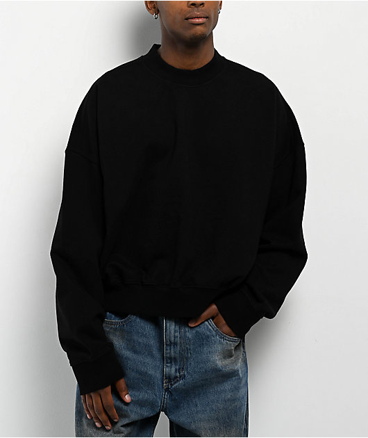 Shaka Wear Black Crop Crewneck Sweatshirt | Zumiez