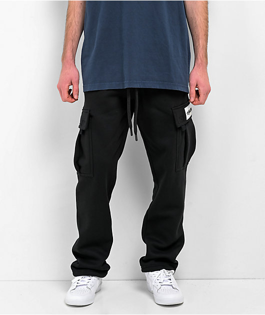 Shaka Wear Black Fleece Cargo Sweatpants | Zumiez