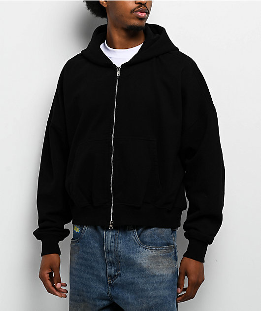 Shaka Wear Black Zip Crop Hoodie | Zumiez