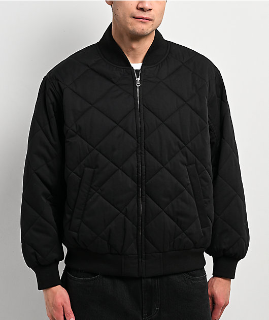 Shaka Wear Diamond Quilted Black Bomber Jacket | Zumiez