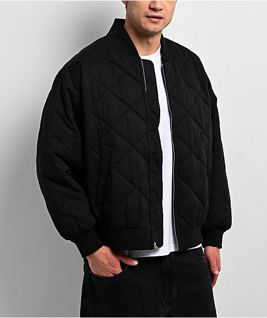Shaka Wear Diamond Quilted Black Bomber Jacket | Zumiez